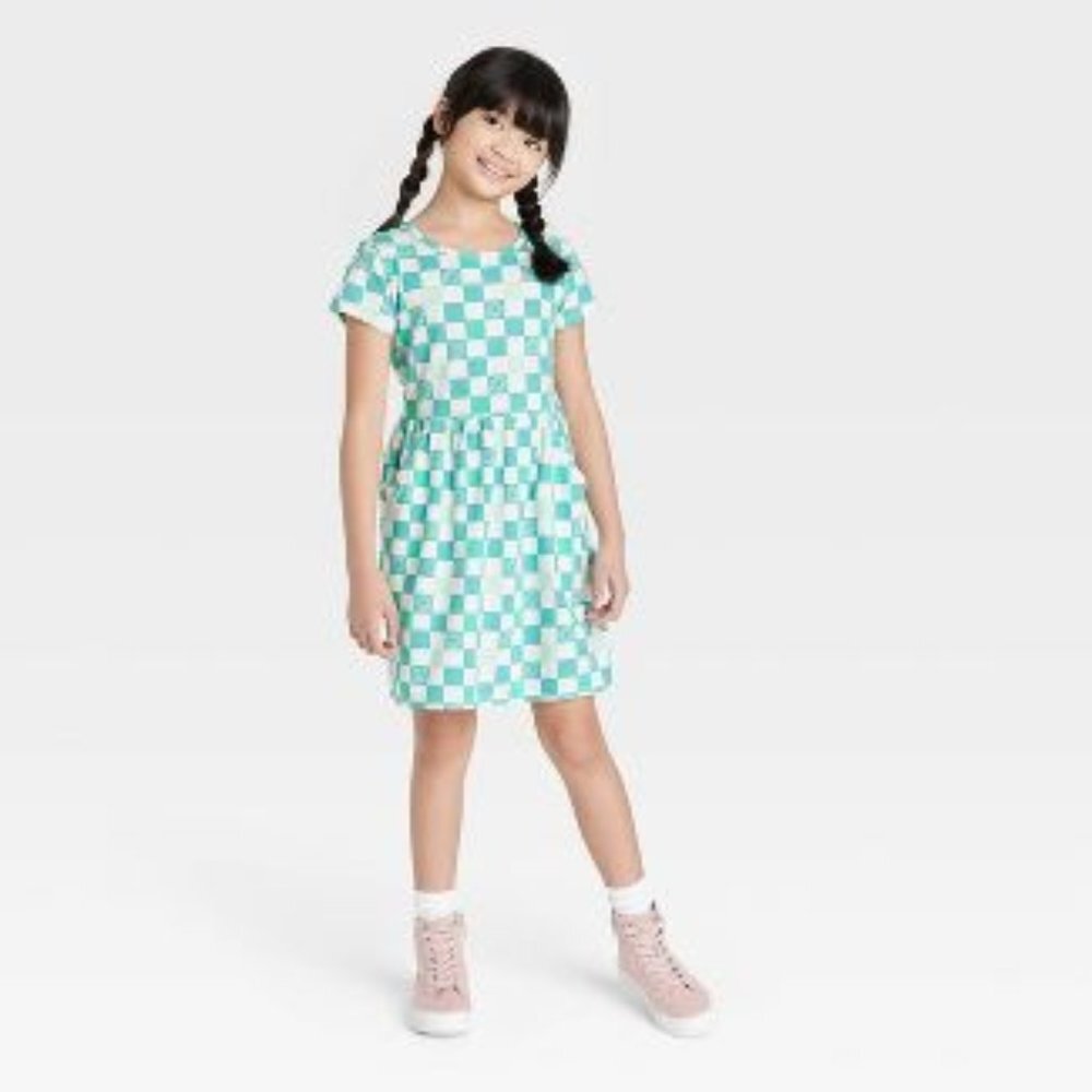 Girls' Printed Short Sleeve Knit Dress Cat & Jack Medium